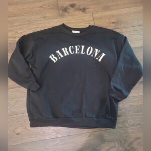 No Comment Black and White Barcelona Graphic Sweatshirt